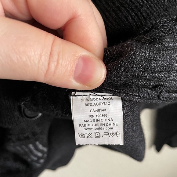 Sergio Louis Wool Blend Cardigan V-Neck Sweater M Dark Grey - Picture 6 of 7